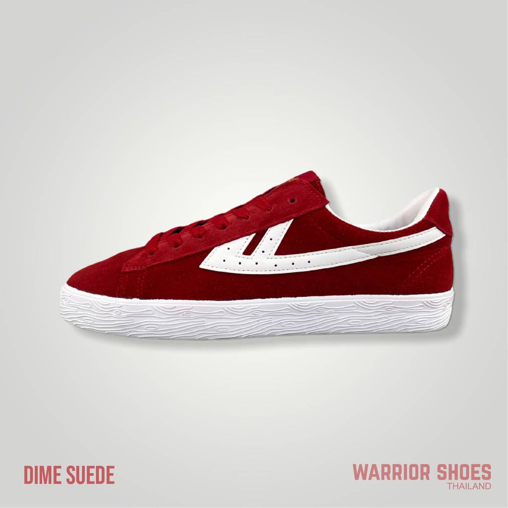 พร้อมส่ง🔥 Warrior Shoes รองเท้าผ้าใบ (หนังกลับ) รุ่น DIME Suede Red/White