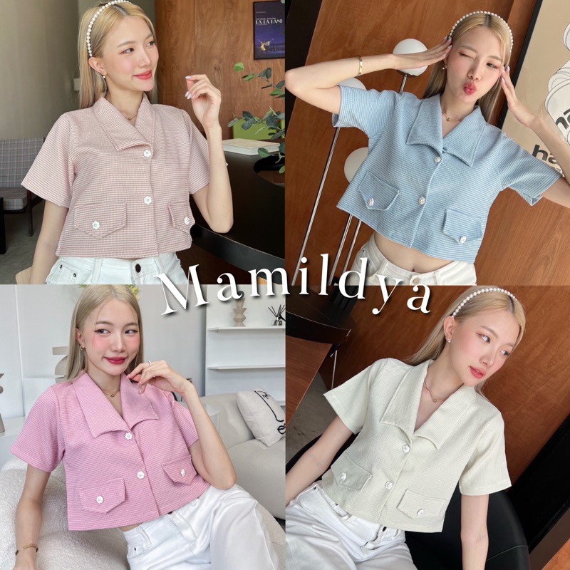 ผ้ามีวิ้งๆสวยมากเสื้อทวิตคอปก ทรงเบสิคขายดี ผ้าทวิตไม่คันไม่ร้อน ติดกระดุมดอกไม้/ K1-5-6 // COOK-ชาแนล ⚫