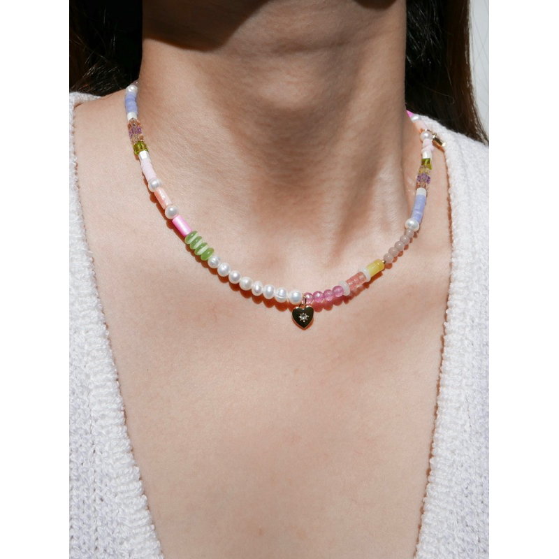 Valleydarley - สร้อยคอ Nostalgia natural bead 14k gold plated necklace