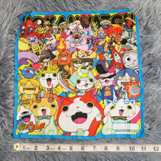 ผ้าเช็ดหน้า ลาย โยไกวอช งานใหม่มาก ไม่มีตำหนิ สีสด Yokai Watch ผ้าเช็ดหน้ามือสอง