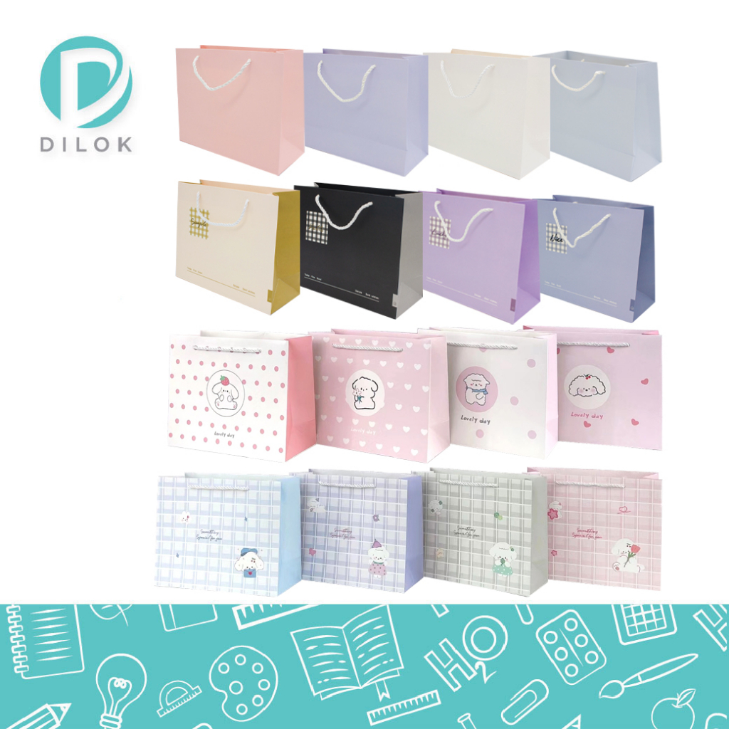 DILOK ถุงกระดาษแนวนอน A4, A5 สำหรับใส่ของขวัญ ใส่ของปัจฉิม เนื้อหนา มีความทนทาน