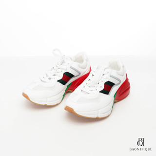 GUCCI SNEAKER 36 WHITE RED CALF