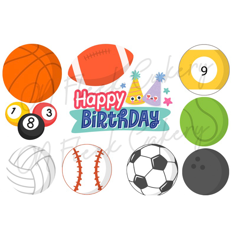 ป้ายปักเค้ก Ball ป้ายปักคัพเค้ก ป้าย HBD