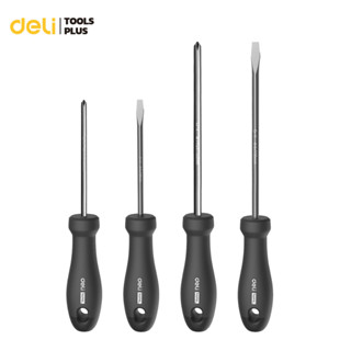 Deli ชุดไขควง เซ็ตไขควง หัวแฉก หัวแบน เซ็ตประแจ 4 ชิ้น มี 2 หัว 4 ด้าม Screwdriver Sets