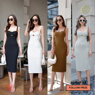 𝙣.𝙨𝙞𝙨𝙩𝙖𝙘𝙡𝙤𝙨𝙚𝙩𝙨 - [SOYA Dress] เดรสยาวสายเดี่ยว ผ้าลอนลายใหม่ ทรงเก็บหุ่นดีมาก ป้าย :: THITIYA