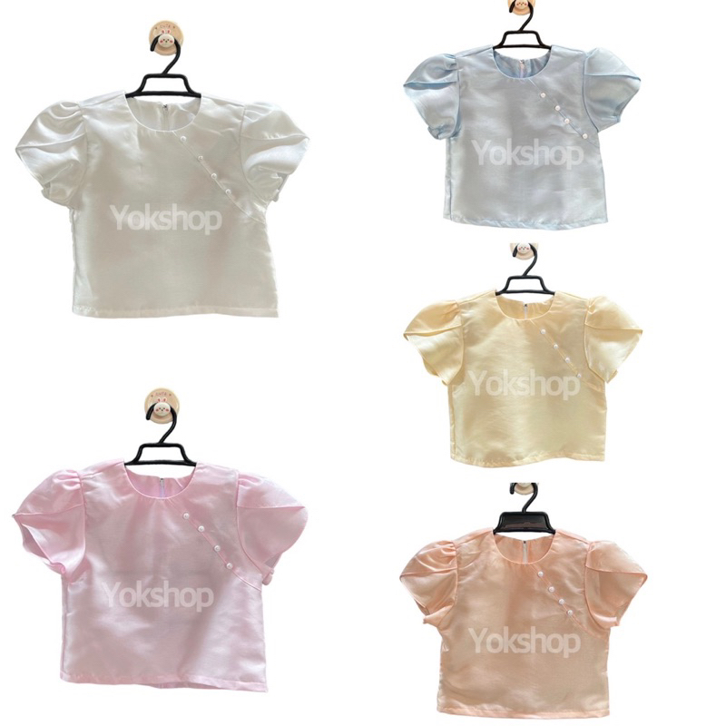 เสื้อไทยเด็กผู้หญิง แขนกลีบบัว เสื้อชุดไทยลิซ่า รอบอก26-30นิ้ว