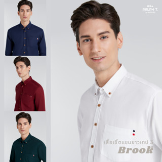 [โค้ด15% RT9SEP] เสื้อเชิ้ตผู้ชาย แขนยาว OXFORD ธง 3 สี รุ่น BROOK RALPH T เสื้อเชิ้ตแขนยาว ผู้ชาย เสื้อแขนยาว สีขาว