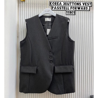 🇰🇷New🇰🇷  Korea 3buttons suit vest Vestดุม3เม็ดผ้าสูทงานสวย มีซับในใส่คลุมเก๋ๆเลยค่า