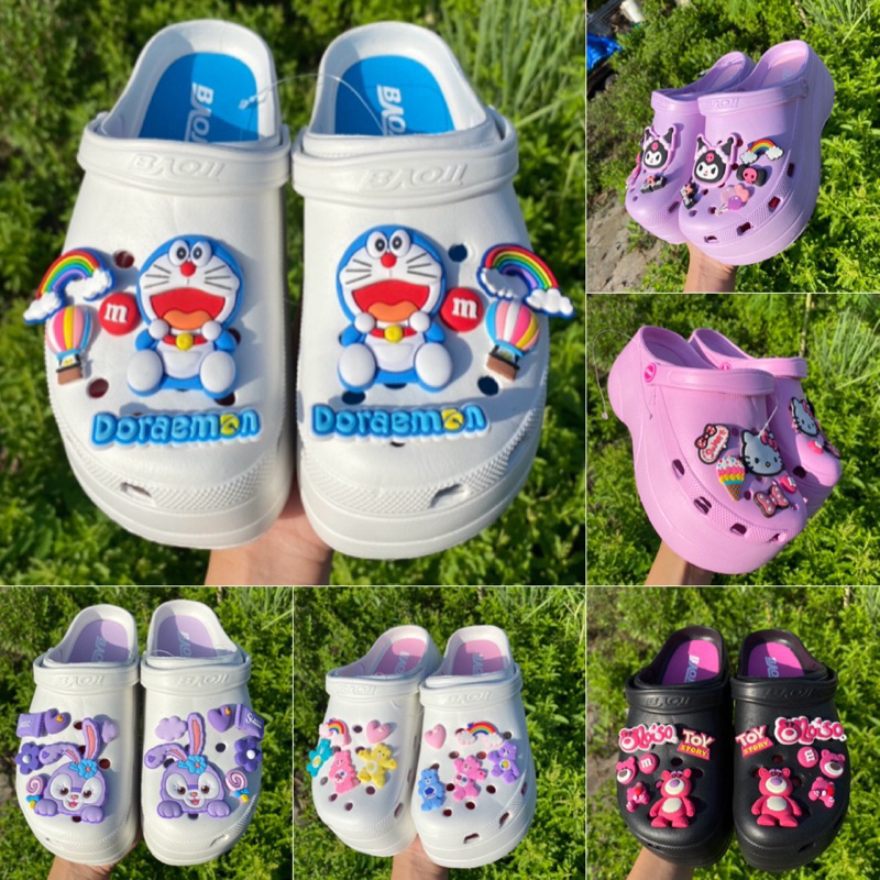 🔥พร้อมส่ง🔥 รองเท้าหัวโตบาโอจิ ตกแต่งการ์ตูนน่ารักๆ พื้นสูง 7 ซม. นุ่ม น้ำหนักเบา