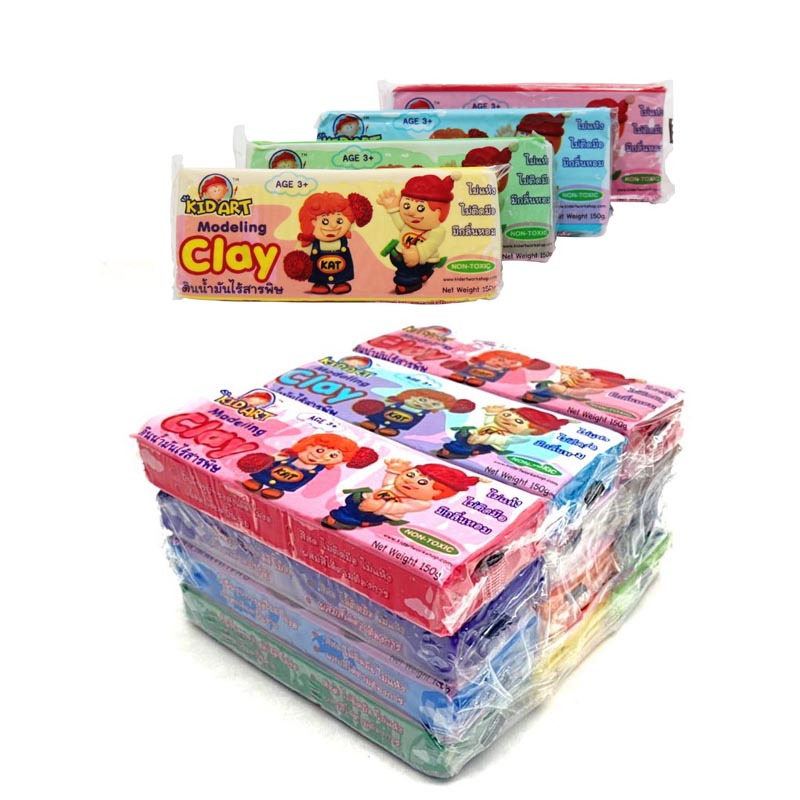 คิดอาร์ท ดินน้ำมัน150กรัม บรรจุ12ก้อน/แพ็ค คละสี-ระบุได้  Kidart Modeling Clay150g./Pc รหัส T150KA/12