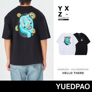 Yuedpao x Sabart ยอดขาย No.1 รับประกันไม่ย้วย 2 ปี เสื้อยืดเปล่า เสื้อยืด Oversize Collab Hello There