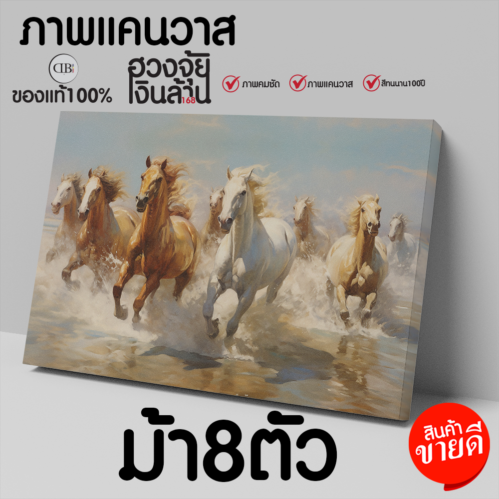 ม้า8ตัว ม้ารูปภาพเสริมดวง ภาพพิมพ์แคนวาส ภาพฮวงจุ้ย horse figure