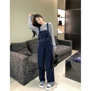 Manyjeans Overalls เอี๊ยมกางเกงยีนส์ขายาวสียีนส์เข้ม(สินค้าพร้อมส่งในไทย)