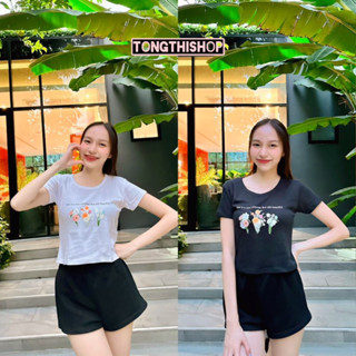 ราคสพเศศ ฉลองเปิดร้าน🦋เสื้อครอปสุดฮิตลายช่อดอกไม้💐🌼🌷🌹