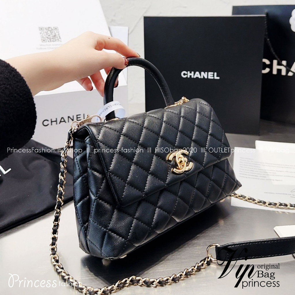 Chanel Coco Top Handle Bag 9" / Chanel Bag พร้อมส่ง กระเป๋าสะพายสุดคลาสสิค สวยหรูพร้อมมือจับในตัว งานหนังเรียบ อะไหล่ทอง