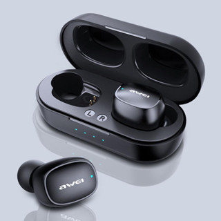 [แพ็คใน 30 นาที] AWEI T13 กันน้ำไร้สายบลูทูธ In-Ear หูฟังหูฟังพร้อมกล่องชาร์จ