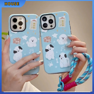 💲คูปองเคลม💲เคสไอโ case for iphone 11 12 สุนัขสีขาวตัวน้อย พร้อมโซ่ เคส 15 14 13 12 11 pro max ป้องกันการตก