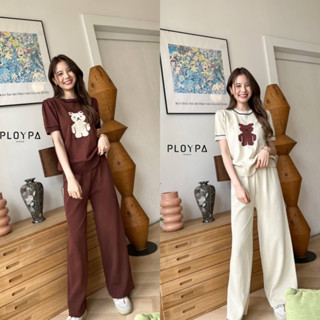 เซ็ต2ชิ้นลายน้องหมีผ้านิตติ้ง