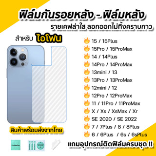 🔥 ฟิล์มหลัง เคฟล่า สำหรับ ไอโฟน 15 pro max 15plus 14promax 14 plus 13 mini 12 11 Xs Xr SE2 SE3 6 7 8 ฟิล์มกันรอย หลัง