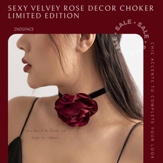 🔥SALE🔥โช้กเกอร์แต่งดอกกุหลาบ🌹✨กำมะหยี่รุ่นใหม่สไตล์Sexy🌹💃Satin Rose Basic Choker📌พร้อมส่งนะค้า