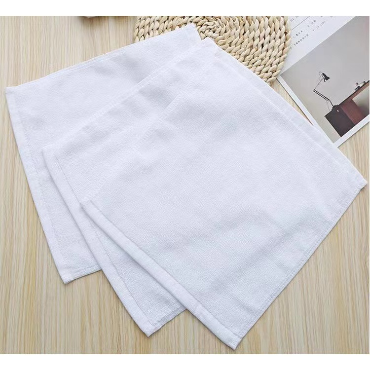 ผ้าขนหนูเช็ดหน้า เกรดโรงแรมสี่เหลี่ยม ขนาด12 X 12นิ้ว 60 กรัม ผ้าCotton100% สีขาว