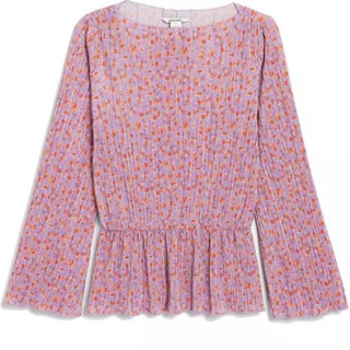 เสื้อแขนยาวระบาย ช่วงปลายแขน จั้มช่วงเอว รุ่น Monki Long Sleeves Pleated Peplum Top