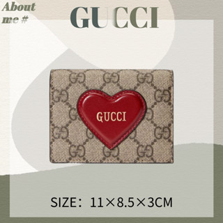 (In Stock)  Gucci สามมิติ Love กระเป๋าใส่เหรียญผู้หญิง Bi-Fold Flip Card Holder กระเป๋าสตางค์