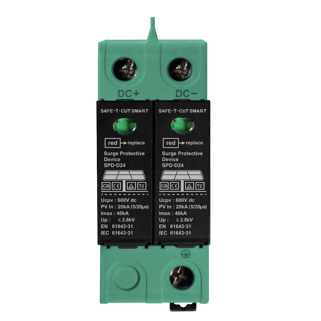 อุปกรณ์ป้องกันไฟกระโชก SPD รุ่น SPD-D24 2P/20-40 kA, 600V (DC)