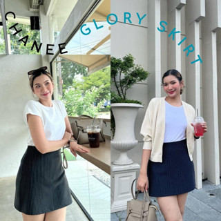 💥IN STOCK CB17 กางเกงกระโปรงผ้าโรเชฟลายริ้ว รุ่น GLORY SKIRT 320฿ เท่านั้นสวยปังจึ่ง! #ChaneeCB17