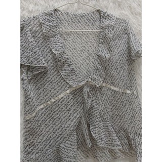 เสื้อใส่คลุมตัวนอก แขนสั้น ผ้าซีฟองลายดอก อก 31-34 นิ้ว