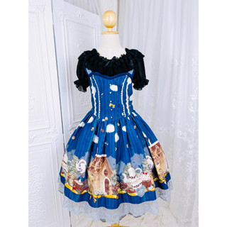 🌸🌸Axes Femme Kawaii ʕ•ᴥ•ʔ Sweets Bear JSK + Lolitimes Blouse ♥ Color : Navy Blue🌸🌸Lolita Dress🌸🌸