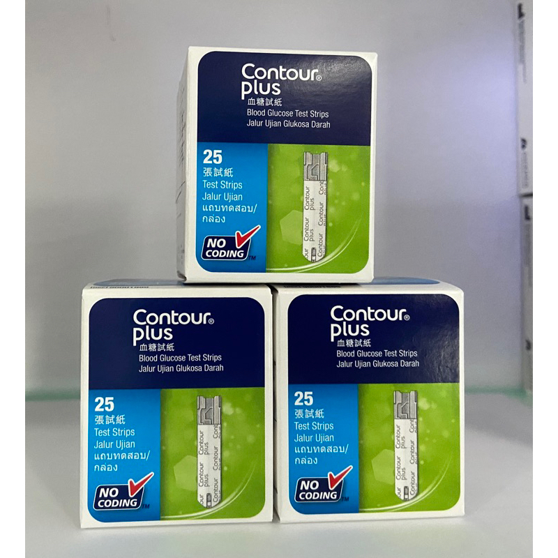 contour plus แผ่นตรวจน้ำตาลจำนวน25แผ่น/1กล่อง✅ของแท้100%EXP 30/4/2027