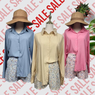 TW16575 Set 2 ชิ้น เสื้อเชิ้ตแขนยาว + กางเกงขาสั้น	SALE