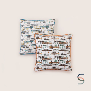 SARABARN Chenille Cushion Cover | ปลอกหมอนผ้าเชนิลล์ สีน้ำเงิน และ สีส้ม