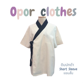 เสื้อผ้าฝ้ายฮันบกชายผูกปกดำ-ดิบ039-V10