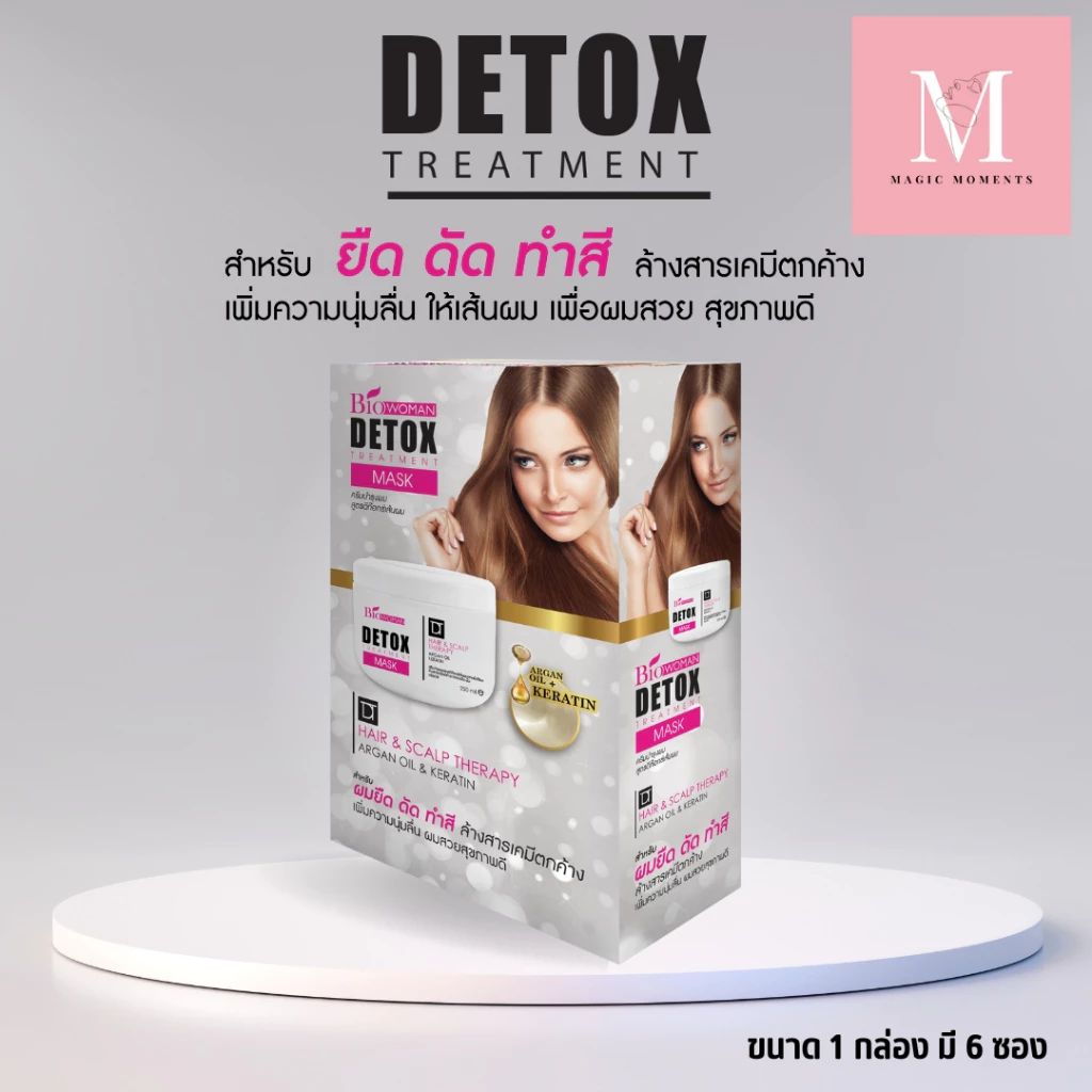(ยกกล่อง 6 ซอง) Biowoman ไบโอวูเมนส์ ดีท๊อกซ์ ทรีทเม้นท์ มาส์ค 30 มล.