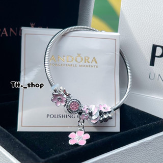 สร้อยข้อมือ PANDORA จี้ดอกไม้🌸 อุปกรณ์ Full set กล่อง/การ์ด/ถุงแบรนด์📦🛍️ ใส่น่ารัก กำไลแพนโดร่า