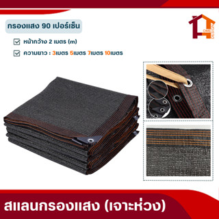 สแลนกันแดดShading Net (กรองแสง90%)กว้าง2เมตร x ยาว3-10เมตร (สีดำ)Light filter ที่กรองแดดโรงเรือน โรงรถ ฟาร์มสัตว