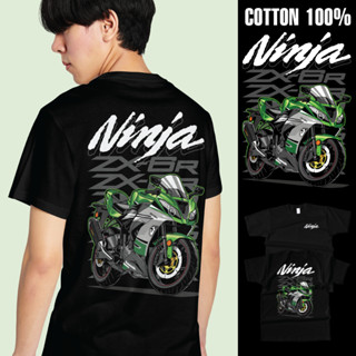 เสื้อยืดคอกลม Cotton 100% สกรีนลาย NINJA ZX-6R(แขนสั้น)