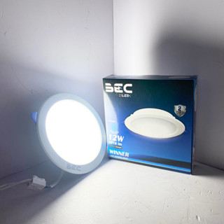 โคมไฟ ดาวน์ไลท์ Downlight lamp ติดฝัง Bec LED ทรงกลม ขอบขาว รุ่น WINNER 12W 9W สีเดย์ Day light รุ่นใหม่