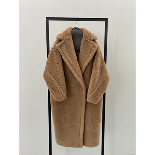 เสื้อโค้ทTeddy Bear Coat wool💯% Women Female Lapel ขนMilk Camel Alpaca Oversized Loose Coatมีซับใน