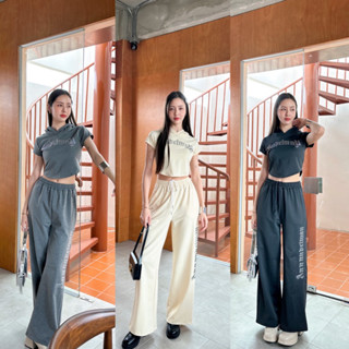 Mute - Manita set ชุดเซ็ต2ชิ้น เสื้อครอปมีฮูด+กางเกงขายาว Airport look ชุดไปคาเฟ่แนวสปอต