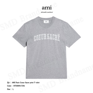 AMI Paris เสื้อยืดคอกลม รุ่น Coeur Sacre print T-shirt Code: HTS009.726