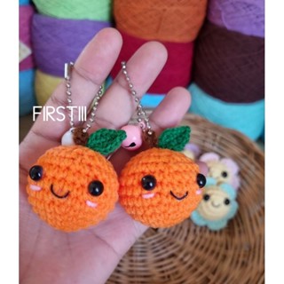 Crochet orange พวงกุญแจส้ม ส้มถักโครเชต์ ส้มถัก ขนาด 4.5cm