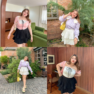 Layer skirt กระโปรงกางเกงอัดพลีท 2 ชั้น - MerryChubbyHouse