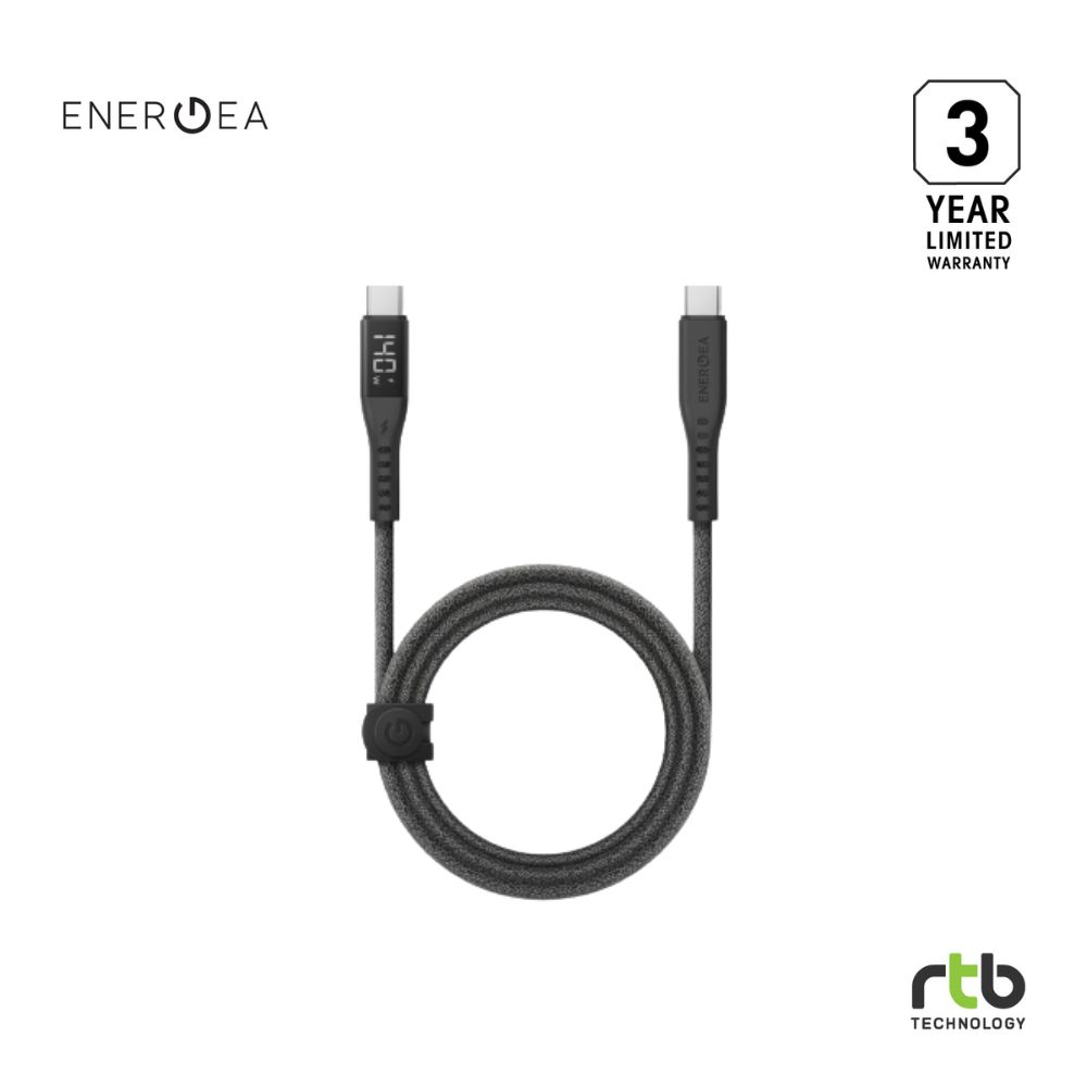 Energea สายชาร์จ ไอโฟน USB C to USB C ชาร์จเร็ว มีไฟบอกสถานะ Digital Display ยาว 1.5M รุ่น Flow