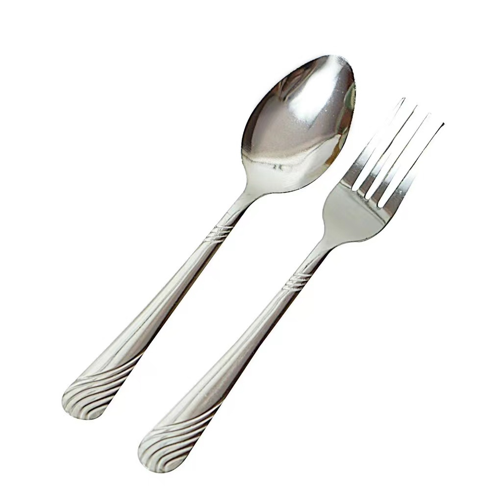 PINFU_SHOP ช้อน ส้อม สแตนเลส 1คู่ (0008) สุ่มลาย