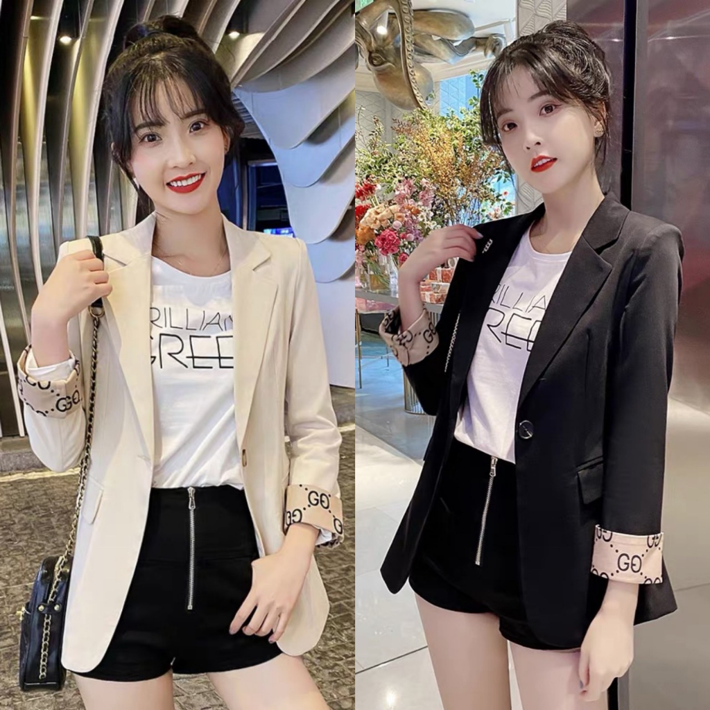 3518เสื้อเเจ็กเก็ตสไตล์งานเกาหลี เเบบใหม่ล่าสุด เเบบใหม่ที่สาวๆฮีดกันมาเเล้วจ้า  ดาราชุดสูทลายสก๊อตเข้ารูบ