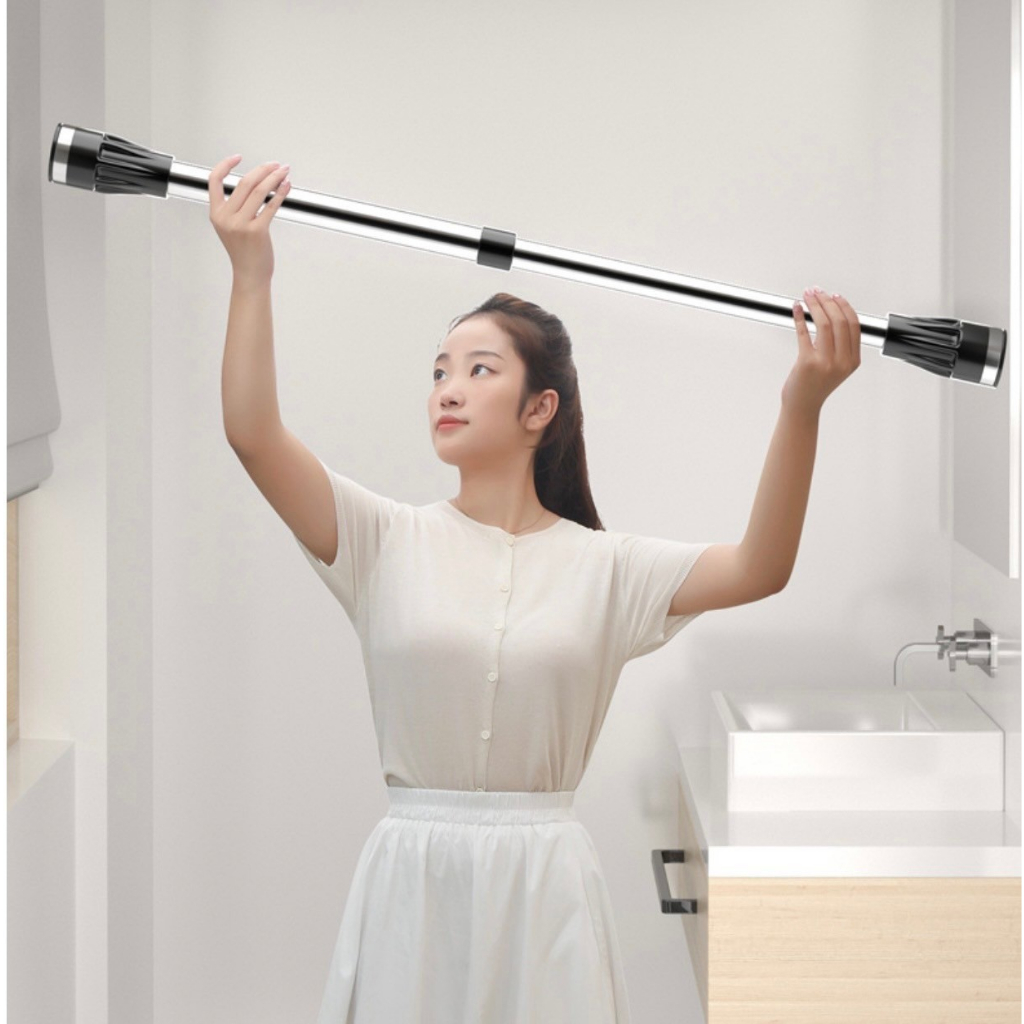 Hommy ราวผ้าม่านไม่ต้องเจาะ 90-200cm.ราวตากผ้ายืดหดได้สแตนเลส304 ที่ตากผ้า ติดผนัง Y- 55 #175