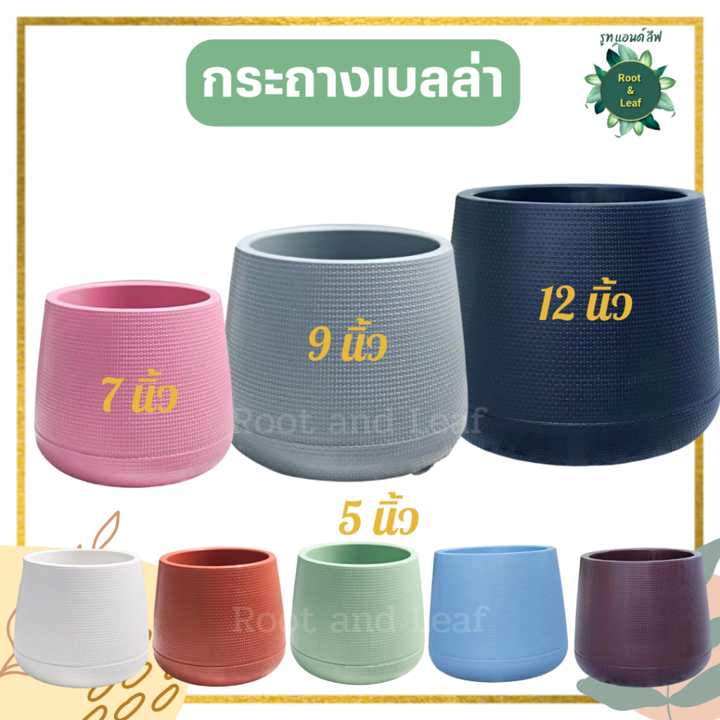 กระถางเบลล่า มีหลากสี ขาว/ดำ/อิฐ/เทา/โอ๊ค/ฟ้า/ชมพู/เขียว พลาสติกอย่างดี แข็งแรง ทนทาน หรูหรา น้ำหนักเบา แต่ง
